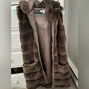 Via Spiga Brown Faux Fur Vest